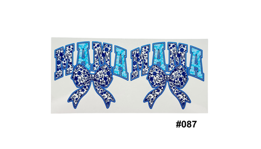 Blue Bow Mama 16oz Cup Wrap